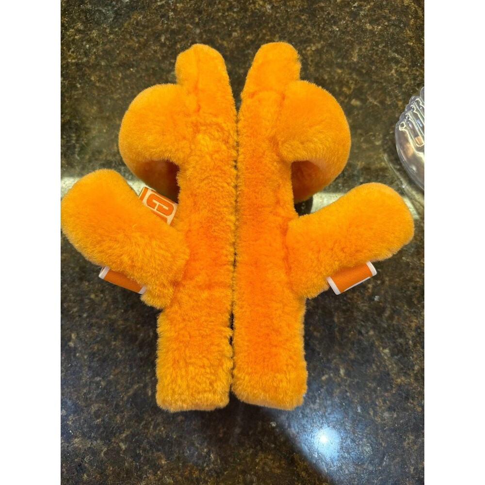 UGG Oh Yeah Sandals Slippers Vibrant Margarita Orange Sheepskin Size 8 EUC - Picture 10 of 12